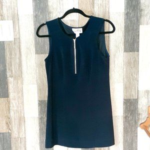 Joseph Ribkoff navy blue zip front mod tank mini dress